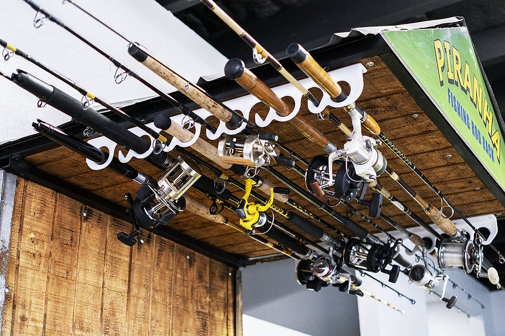 Piranha Ceiling and Vertical Wall Mount Fishing Rod Rack (Large) – piranha rodrack